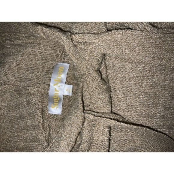 Sugar Moon Rib-Knit Hoodie Sweater Dress Women's Size Medium Khaki Tan Brown - Picture 6 of 8